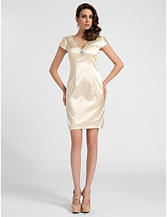 gaine  colonne v-cou robe de cocktail courte  mini en satin