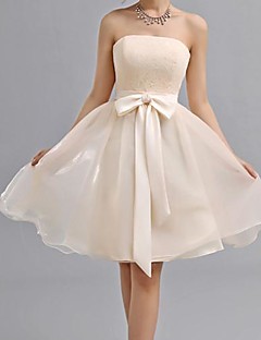 Knee-length Chiffon Bridesmaid Dress - Champagne A-line Sweetheart