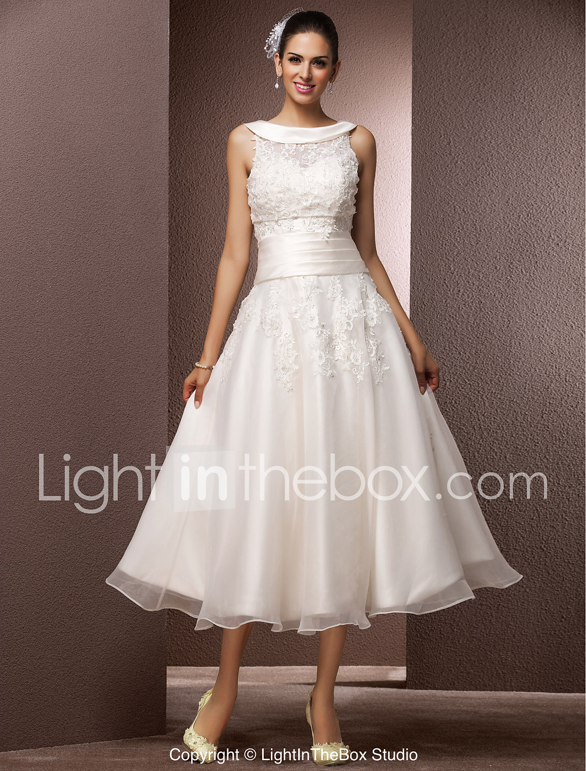 mid length day wedding dress